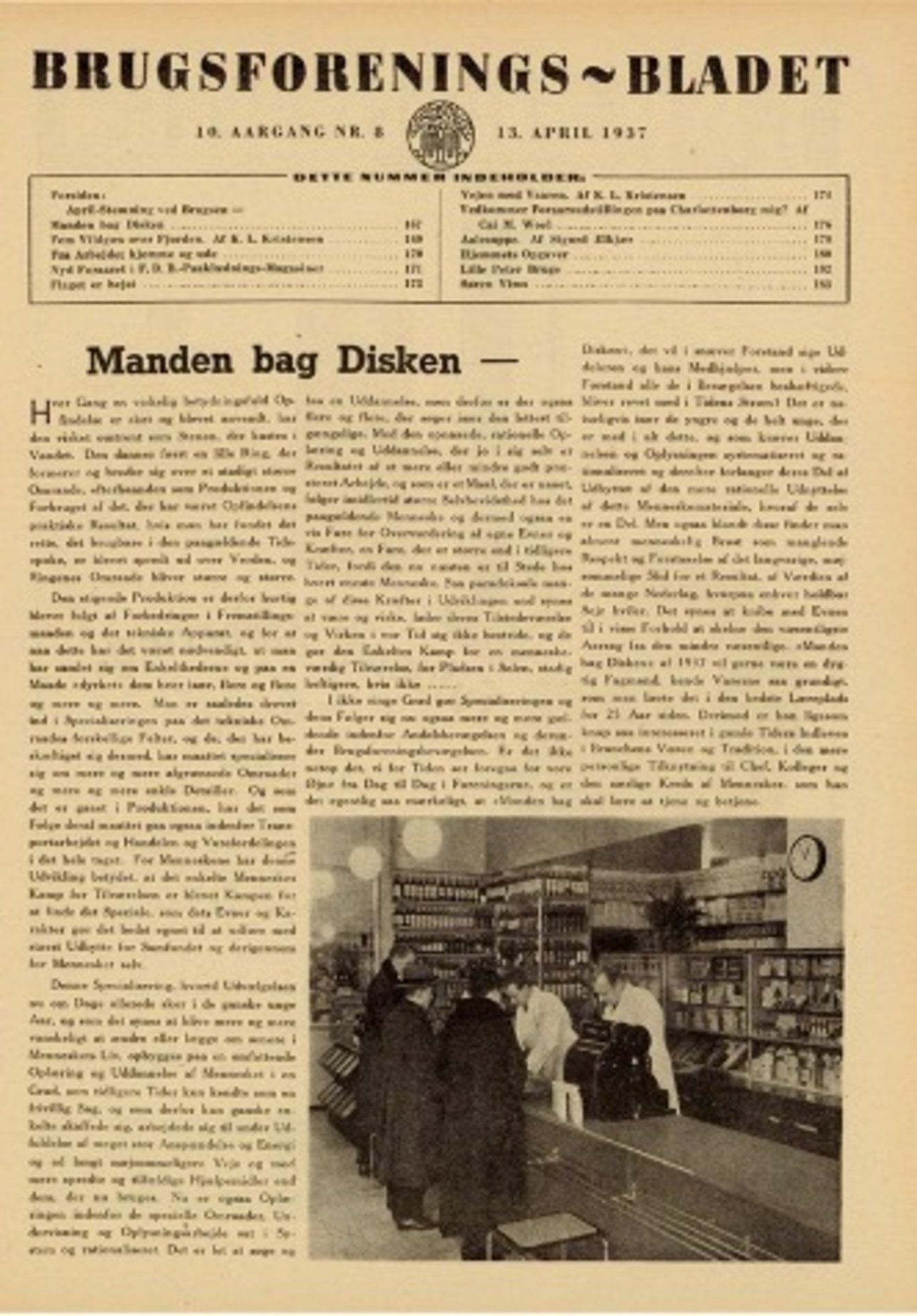 Viser forsiden fra Brugsforenings-bladet fra 1937